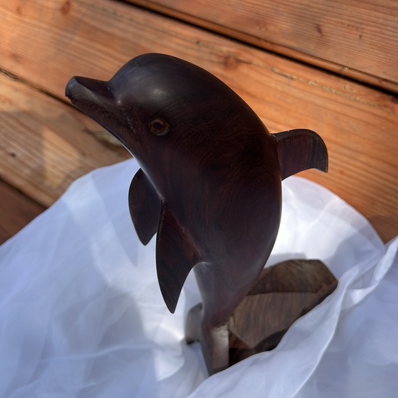 Ironwood Hand Carved Dolphin Sculpture 12.5” tall/Dolphin Sculpture/ Dolphin Art - Picture 5 of 10